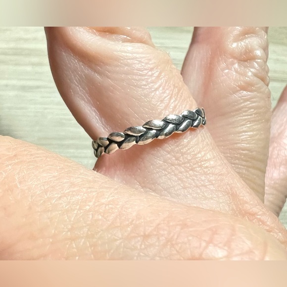 Vintage Designer Signed IBB Sterling Silver Wheat Ring, Size 8.5, 1.4g - Picture 5 of 7